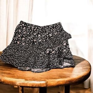 Art Class Girls Black Pink Floral Ruffle Skirt